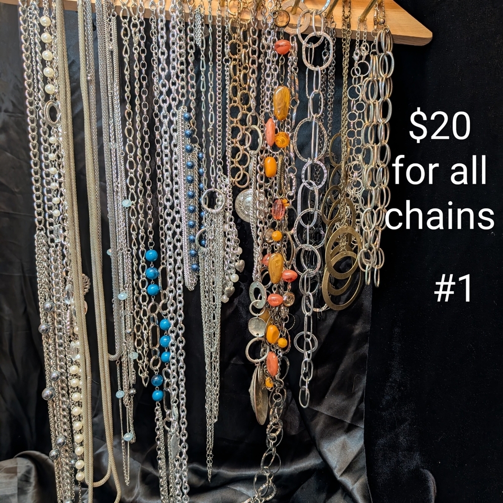 Assorted Silver and Colorful Chain Necklaces #1